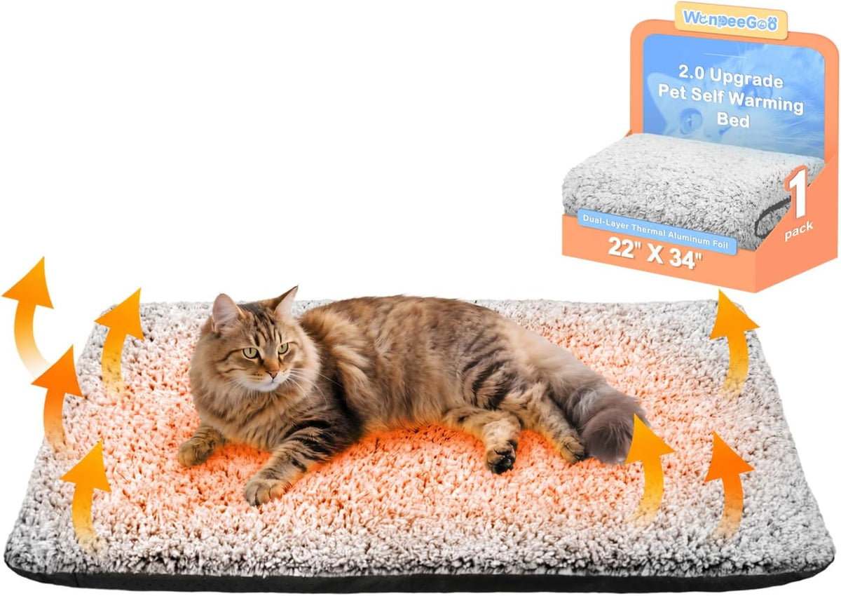 Self Warming Cat Bed, 2.0 Upgraded Thermal Mat for Indoor Cats, 15 X 19 In