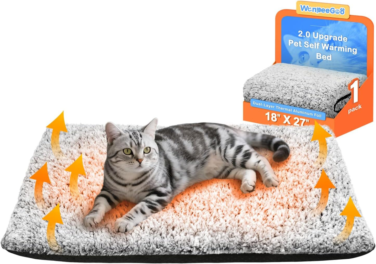 Self Warming Cat Bed, 2.0 Upgraded Thermal Mat for Indoor Cats, 15 X 19 In