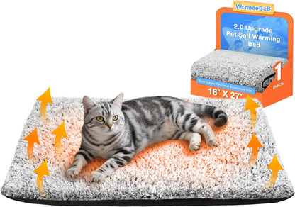 Self Warming Cat Bed, 2.0 Upgraded Thermal Mat for Indoor Cats, 15 X 19 In