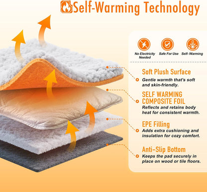 Self Warming Cat Bed, 2.0 Upgraded Thermal Mat for Indoor Cats, 15 X 19 In